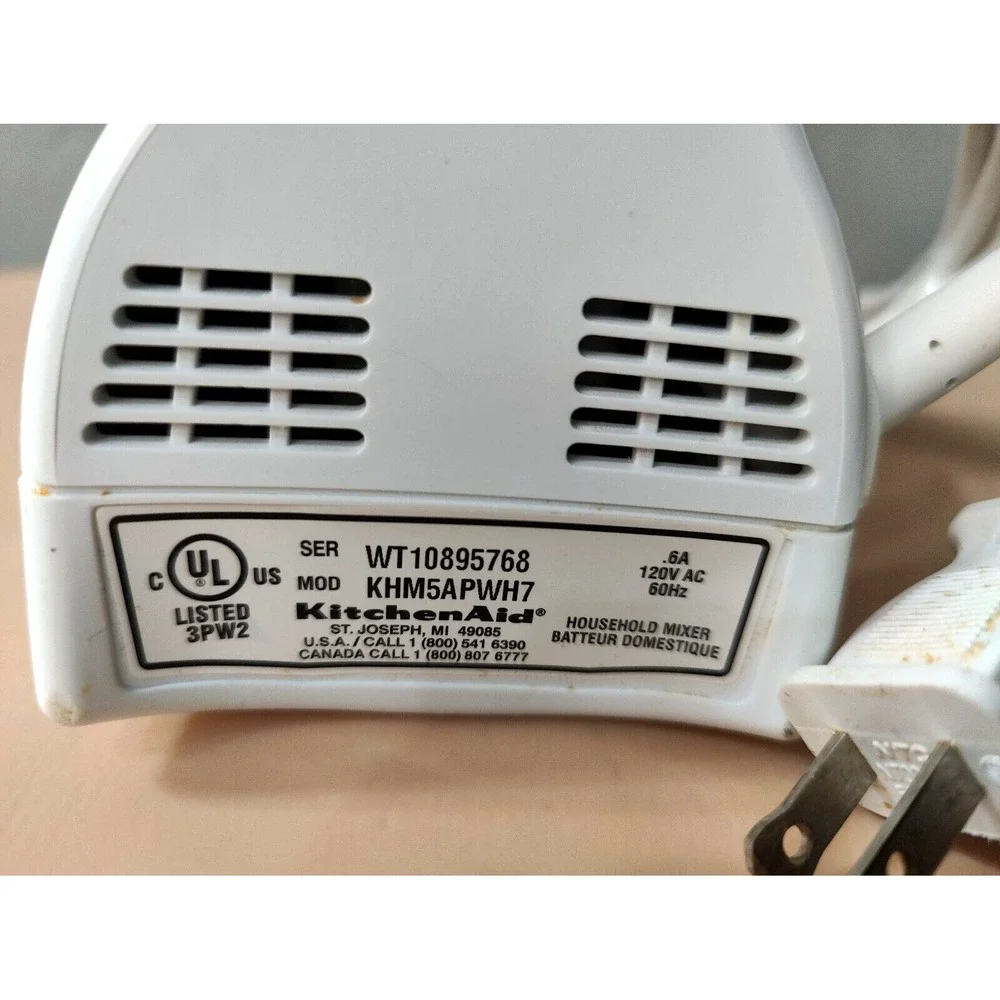 KitchenAid KHM5APWH7 White Hand Mixer Tested Runs No Beaters‎